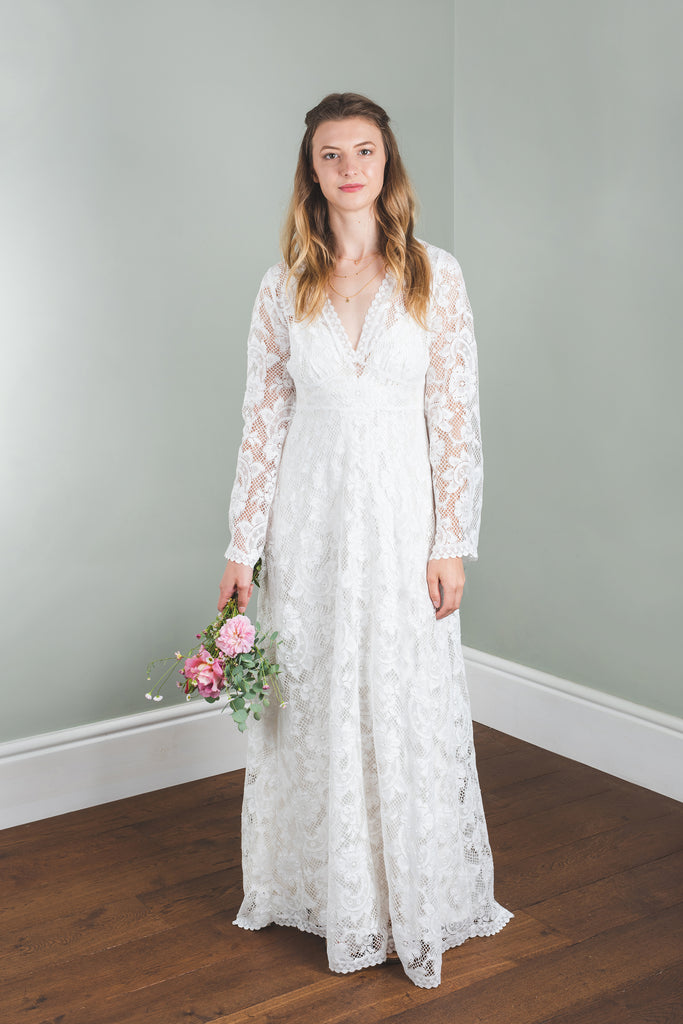 Flare sleeve lace on sale dress