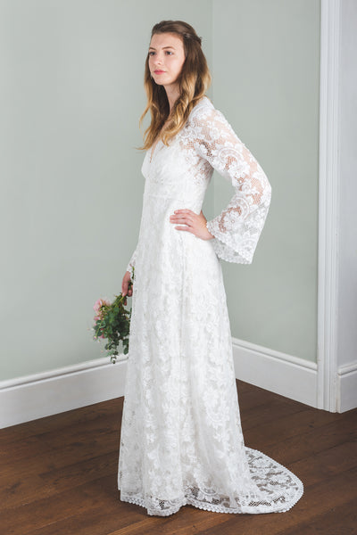 'Willow' flared sleeve lace bridal dress