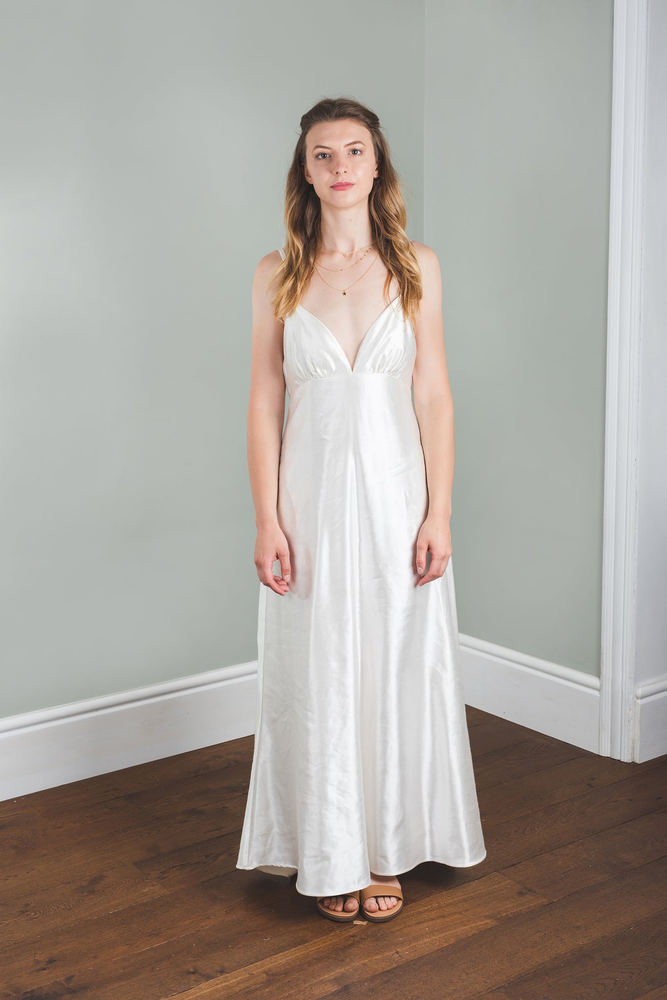 Bridal slip dress in hemp silk