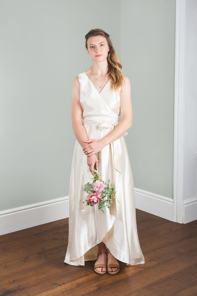 Agnes Hemp silk wrap bridal dress Sister Organics