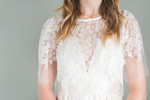 'Angelica' embroidered tulle top