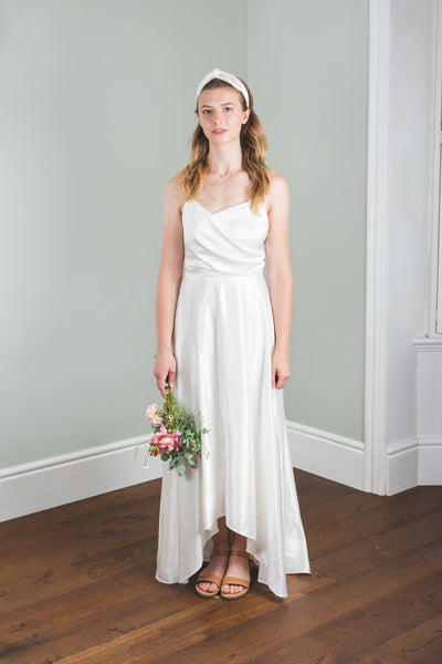 'Juniper' Wrap front long bridal dress