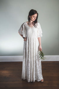 'Delphine' Long cotton lace dress