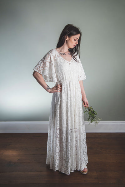 'Delphine' Long cotton lace dress
