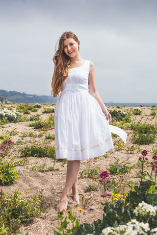 'Jade' Organic cotton white sundress