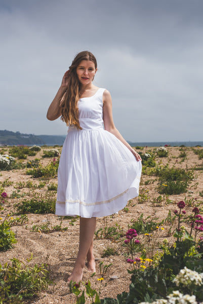 'Jade' Organic cotton white sundress