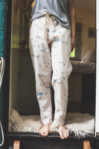 SALE - Safari print organic cotton pyjama trousers size M