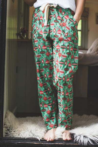 SALE Christmas bauble print organic cotton pyjama trousers