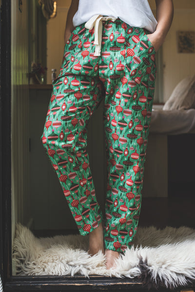 SALE Christmas bauble print organic cotton pyjama trousers