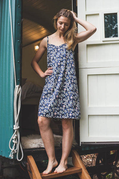 SALE - Floral print organic cotton slip dress size S