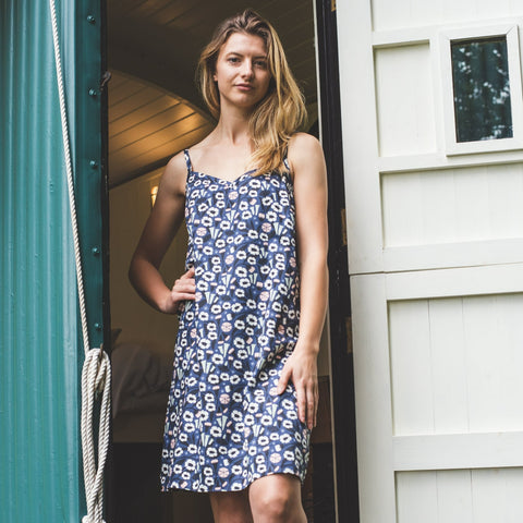 Floral print organic cotton slip dress