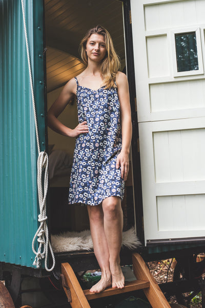 SALE - Floral print organic cotton slip dress size S