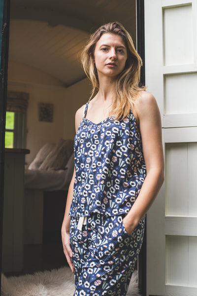 Floral organic cotton pyjama and cami set