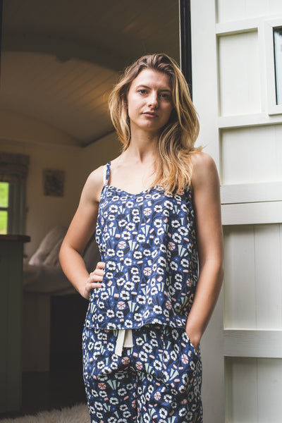 Floral organic cotton pyjama and cami set