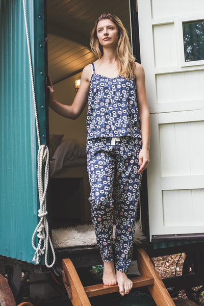Floral organic cotton pyjama and cami set