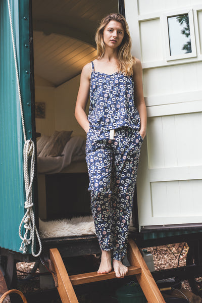 Floral organic cotton pyjama and cami set