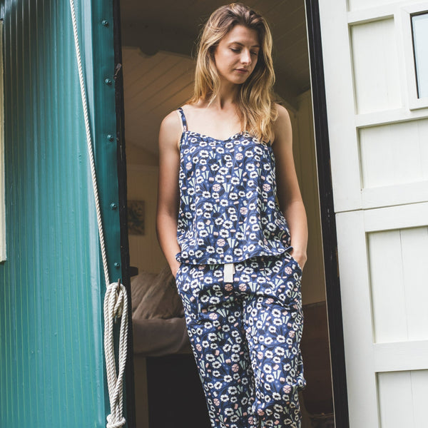 Floral organic cotton pyjama and cami set