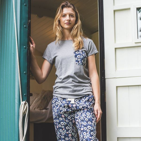 SALE Floral print organic cotton pyjama trousers and tee top size S