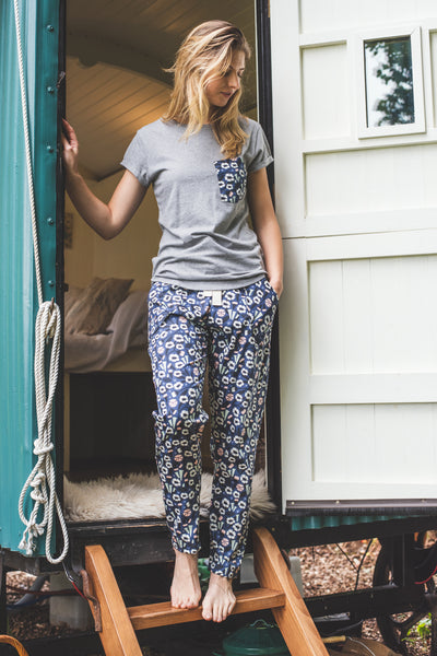 SALE Floral print organic cotton pyjama trousers and tee top size S