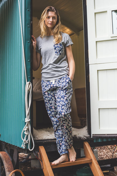 SALE Floral print organic cotton pyjama trousers and tee top size S