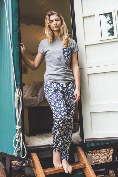 SALE Floral print organic cotton pyjama trousers and tee top size S