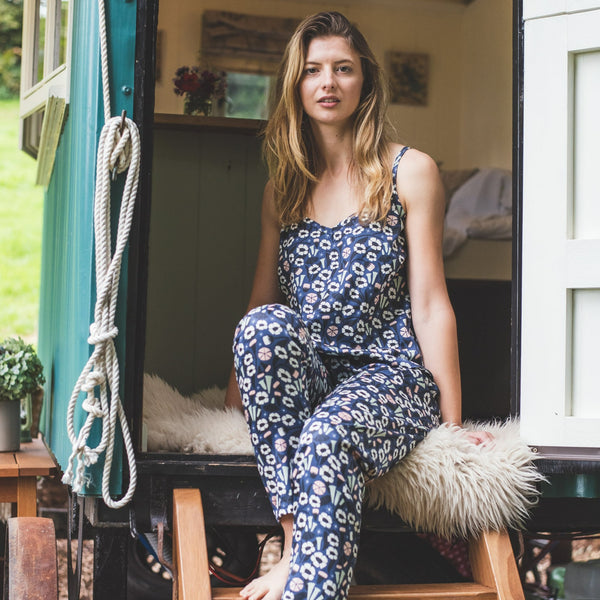 Floral organic cotton pyjama and cami set