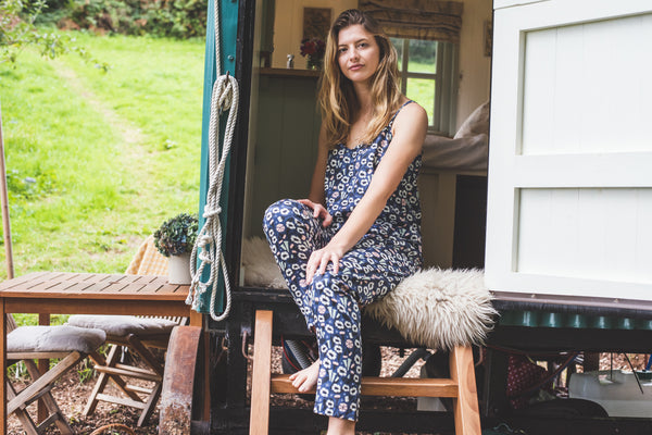 Floral organic cotton pyjama and cami set