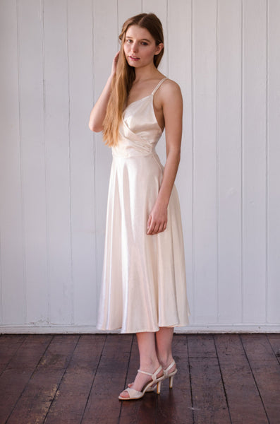 'Freya' Ivory Hemp Silk Wrap Front Dress