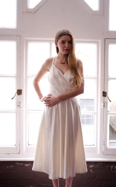 'Freya' Ivory Hemp Silk Wrap Front Dress