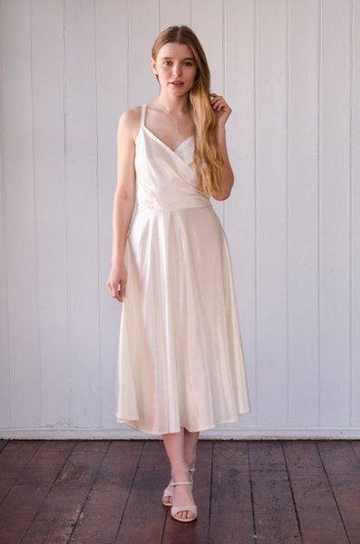 'Freya' Ivory Hemp Silk Wrap Front Dress