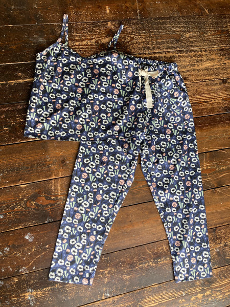 Floral organic cotton pyjama and cami set