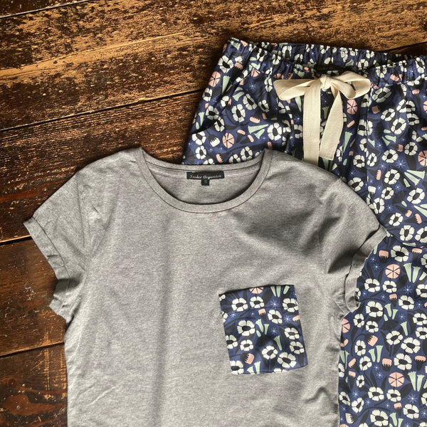 SALE Floral print organic cotton pyjama trousers and tee top size S