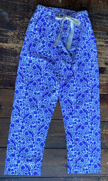 Indigo bird print organic cotton pyjama trousers