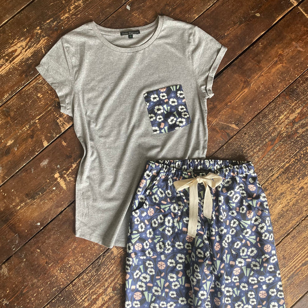 SALE Floral print organic cotton pyjama trousers and tee top size S