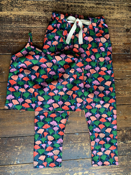 Gingko print organic cotton pyjama trouser & cami set
