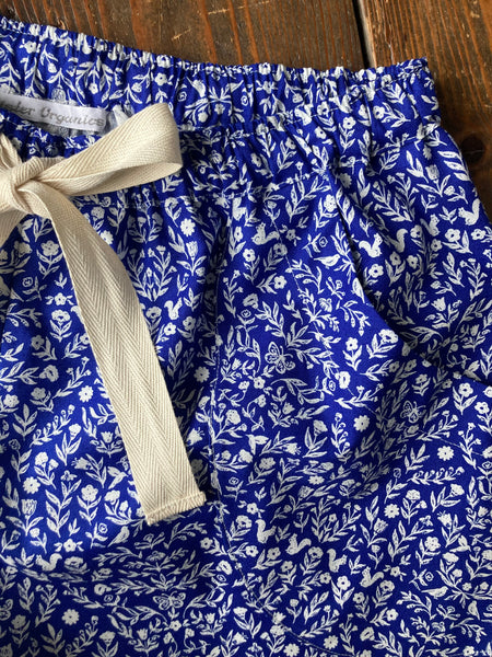 SALE - Blue Floral print organic cotton summer PJ set, size S