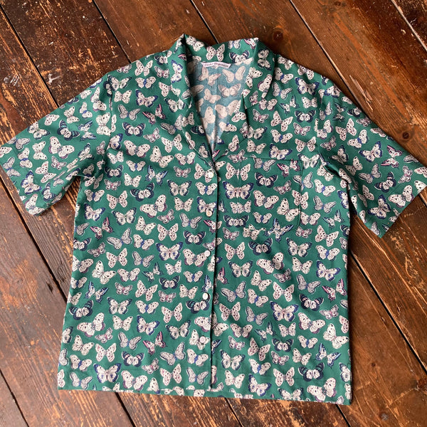 Green butterfly print organic cotton pyjamas & shirt