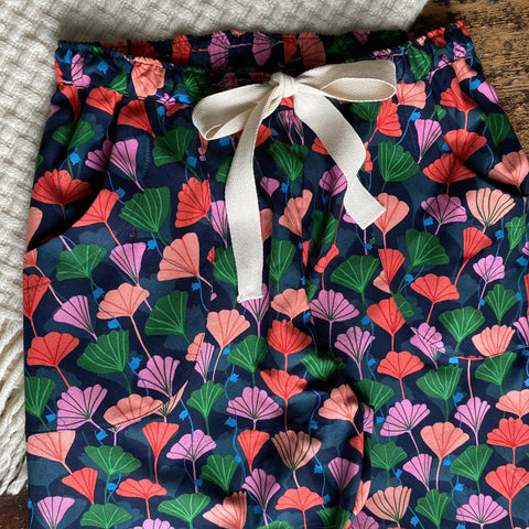 SALE - Gingko print organic cotton pyjama trousers, size L