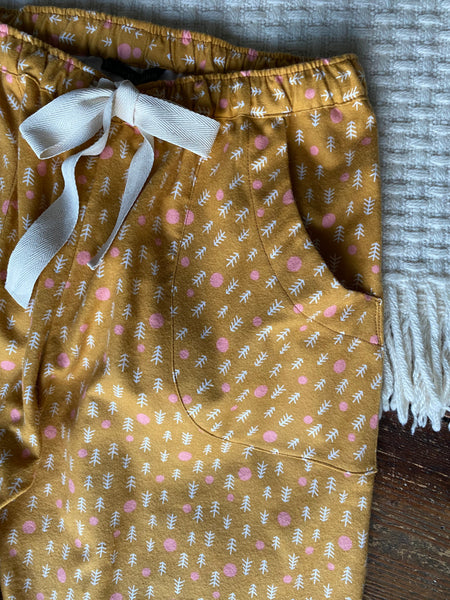 SALE - Gold trees brushed organic cotton pyjama trousers size S